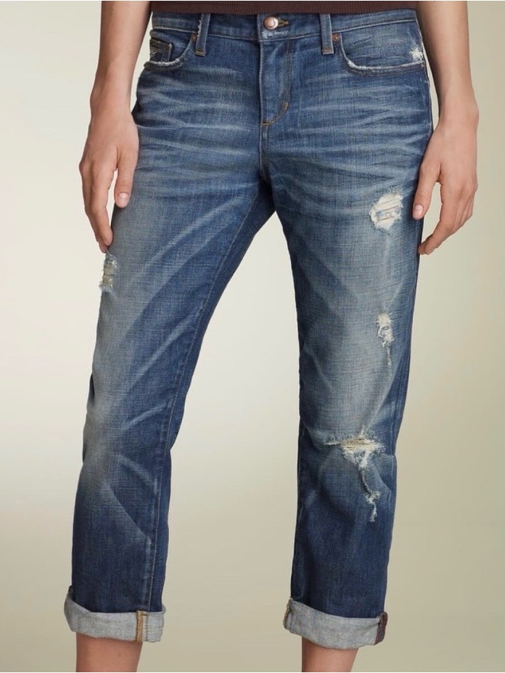 Joe’s Jeans Ex-Lover Women’s Distressed Boyfriend Jeans - Blue size 28 Cropped
